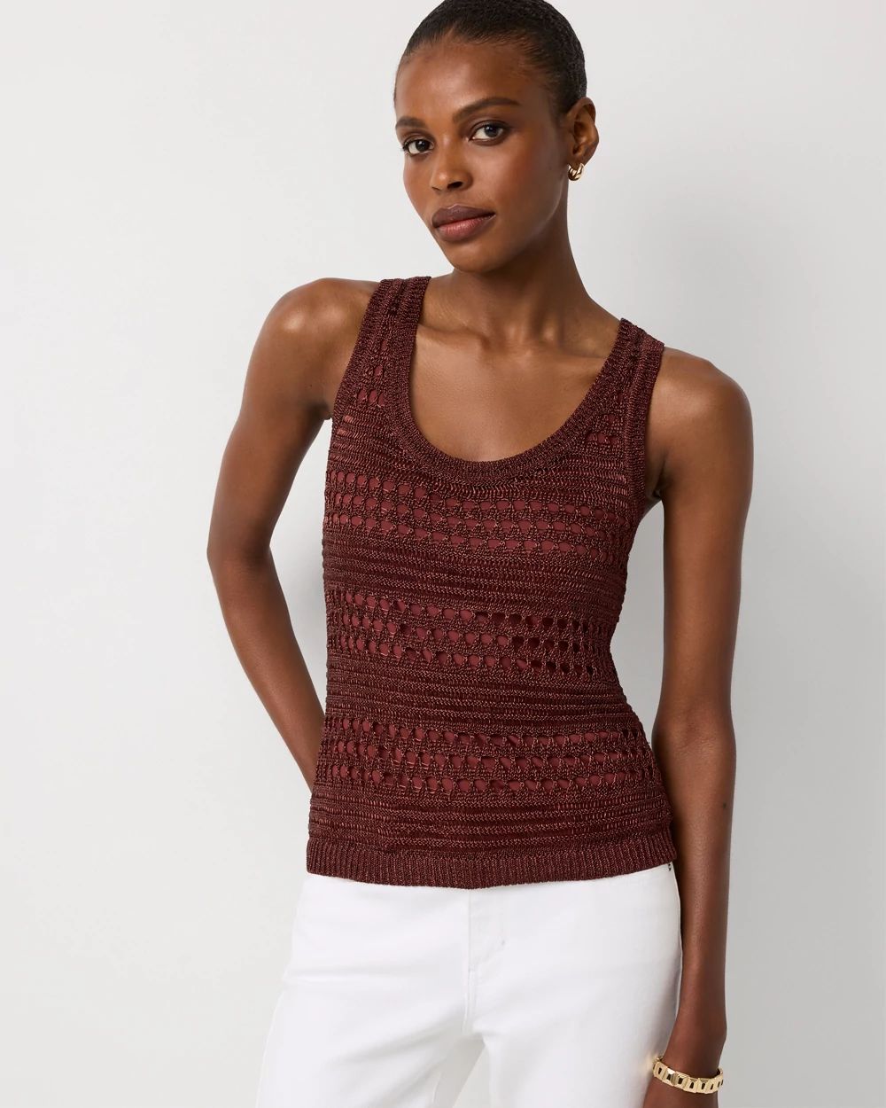 Metallic Scoop Neck Sweater Tank