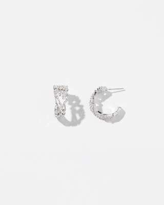 Silver Baguette Huggie Earrings