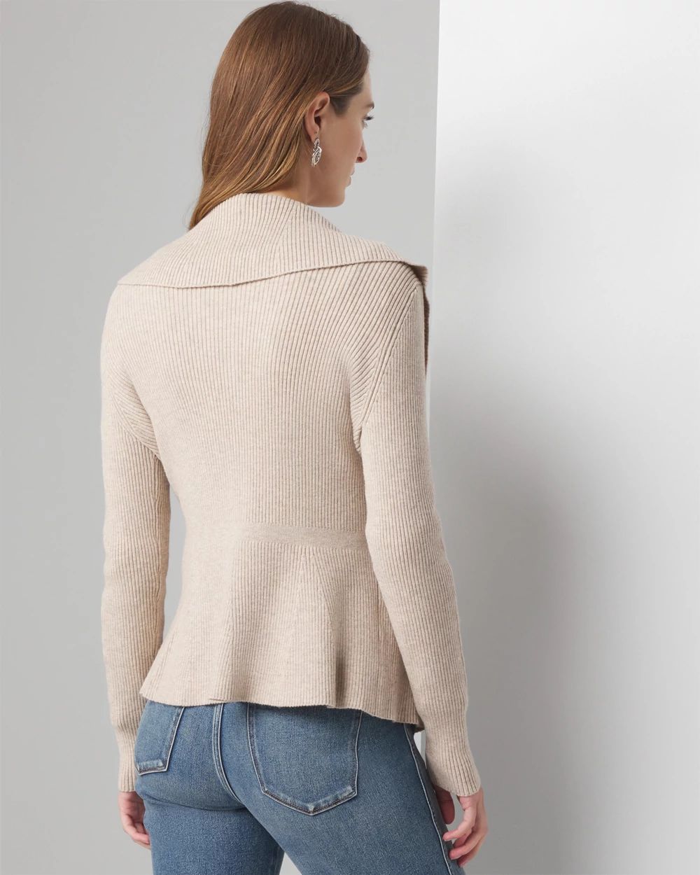 Petite Long Sleeve Open Ruffle Cardigan click to view larger image.