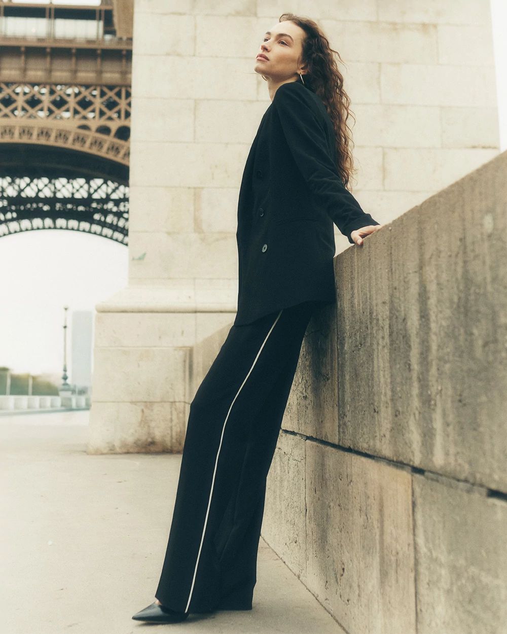 High-Rise Relaxed Trouser with Piping