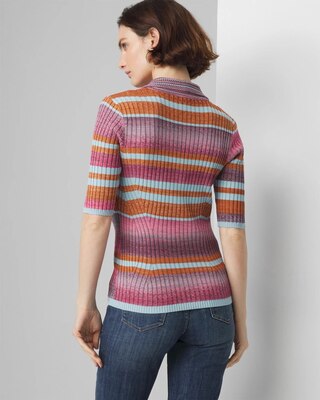 Elbow-Sleeve Space-Dye Henley Top click to view larger image.