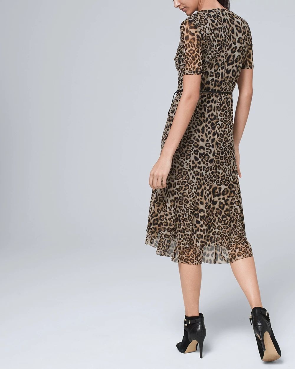 Leopard-Print Mesh Wrap Dress