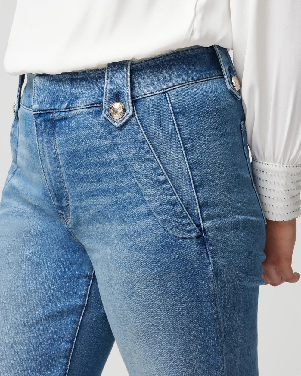 Curvy High Rise Every Day Soft Novelty Button Wide Leg Pant