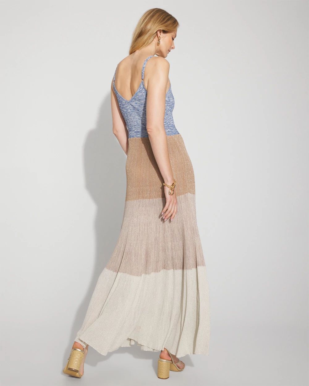 Colorblock Shimmer Sweater Maxi Dress