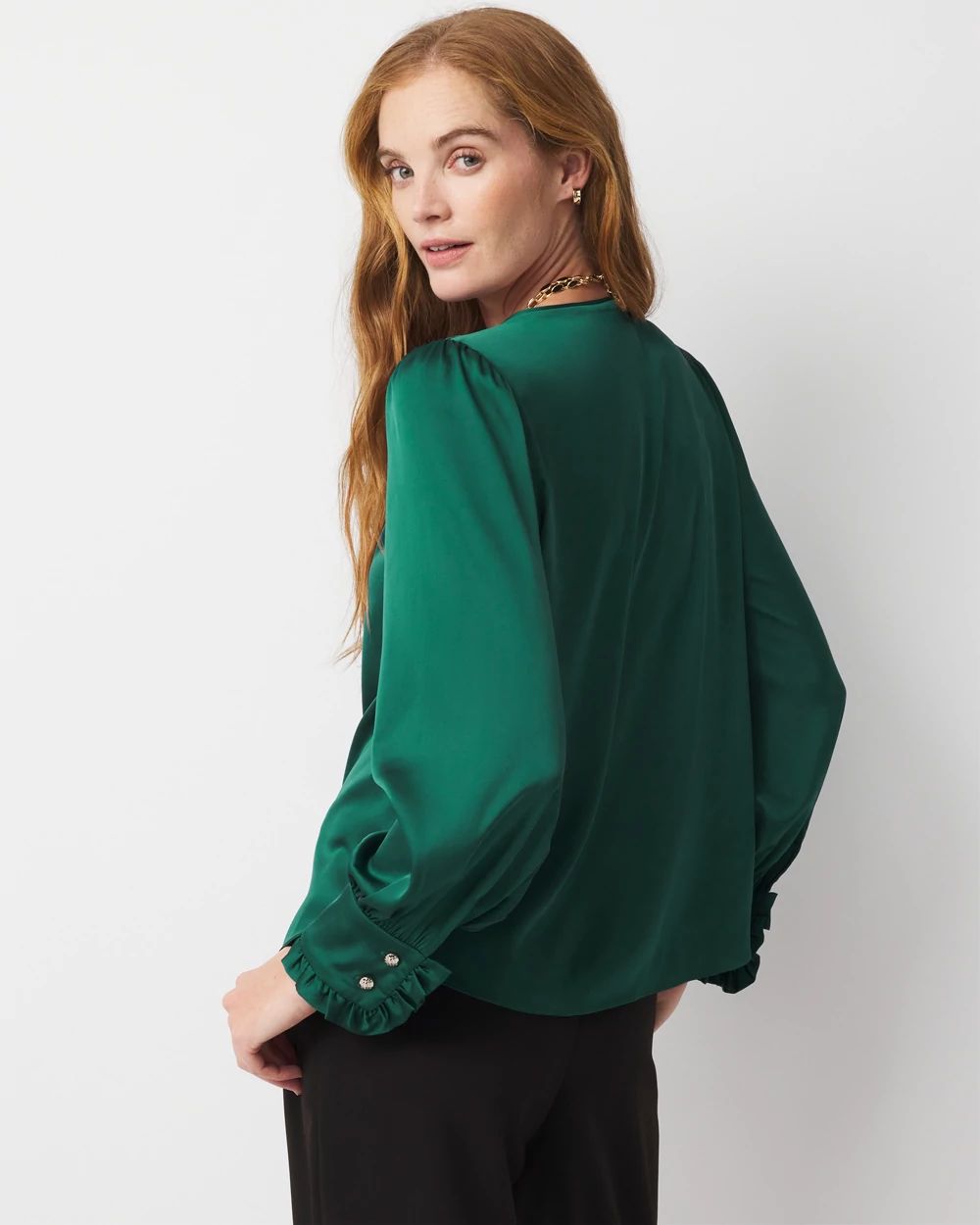 Satin Drama Sleeve Blouse click to view larger image.