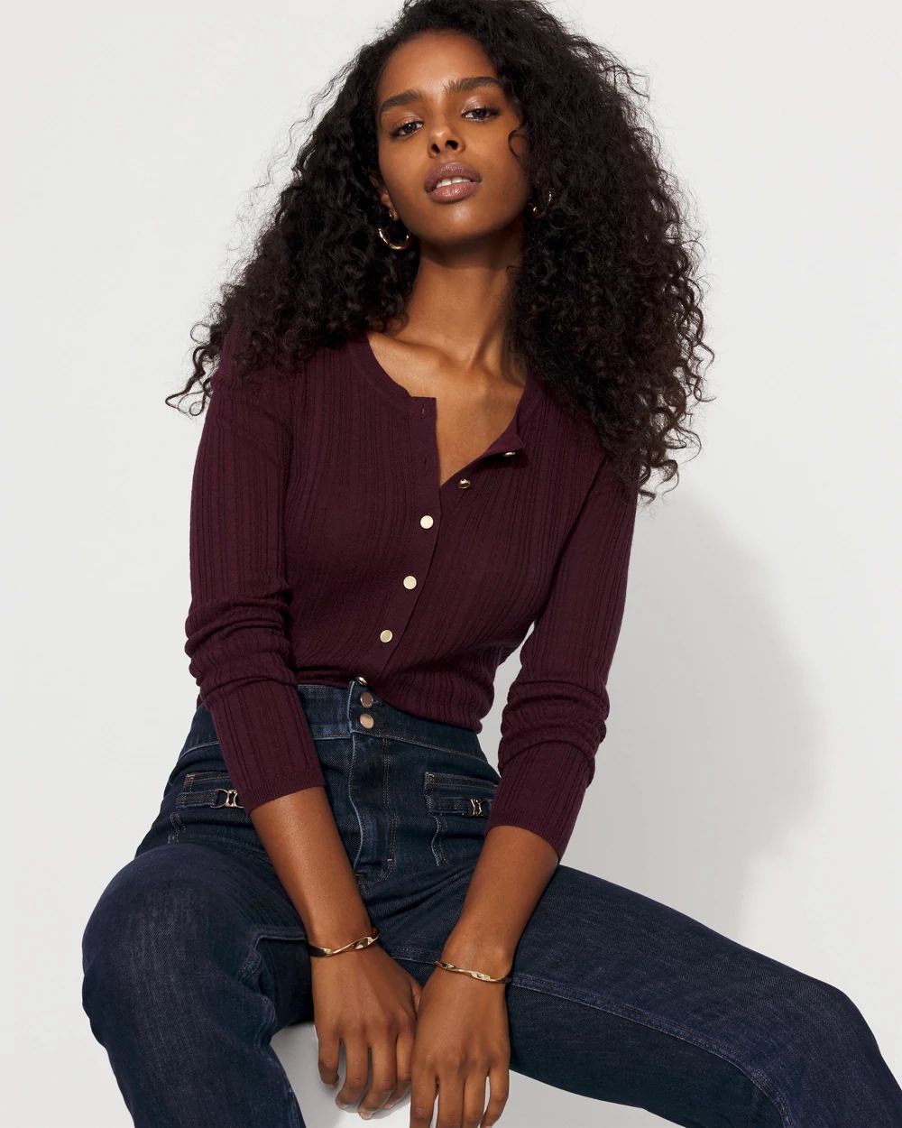 Ribbed Henley Sweater click to view larger image.