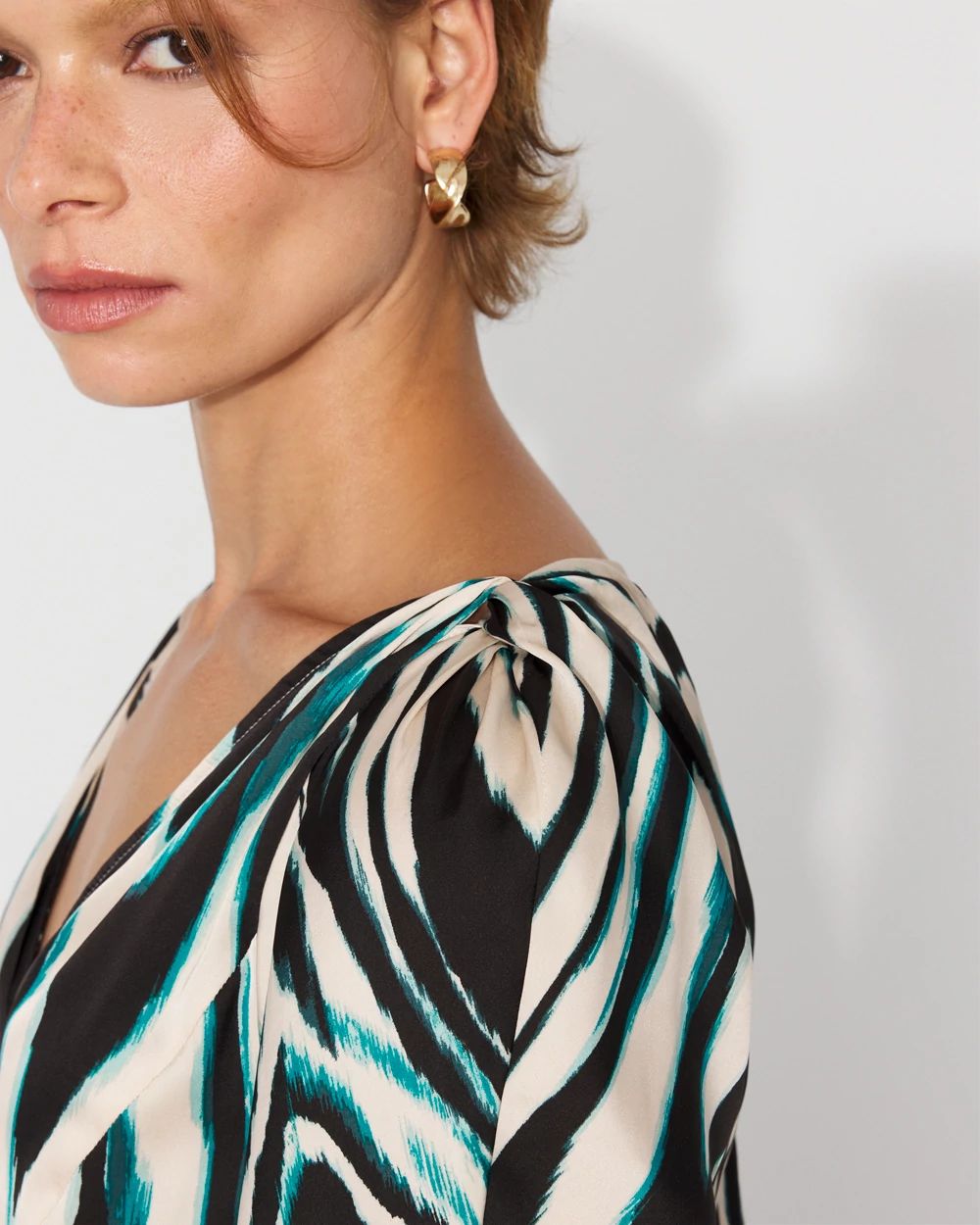 Satin Twist-Shoulder Top click to view larger image.