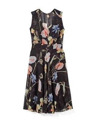 Sleeveless Floral Overlay Midi Dress