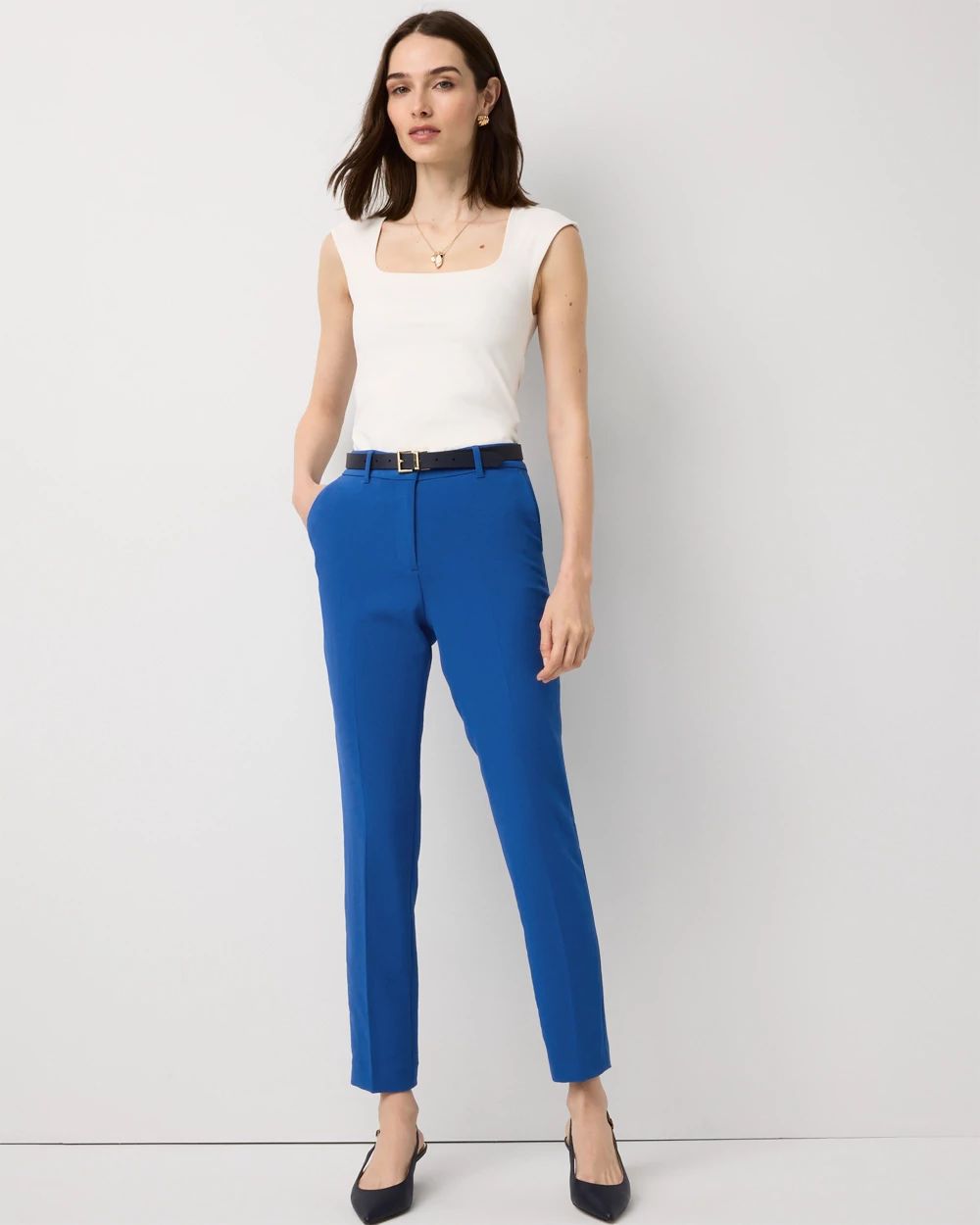 Crepe High Rise Elle Slim Ankle Pant