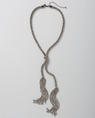 Hematite Beaded Y-Neck Tassel Necklace click to view larger image.