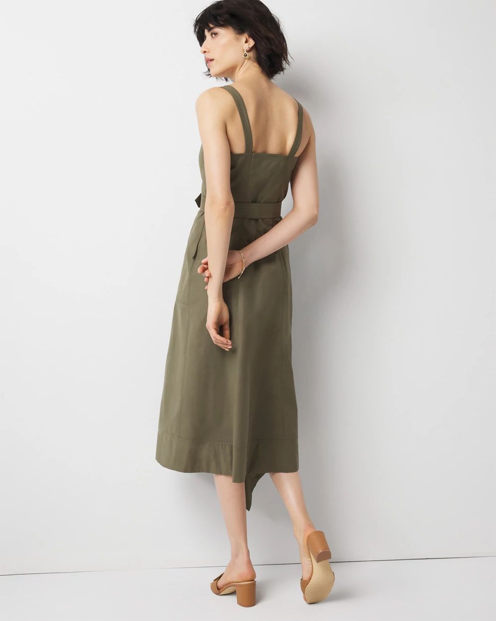 Asymmetric Trench Midi Dress