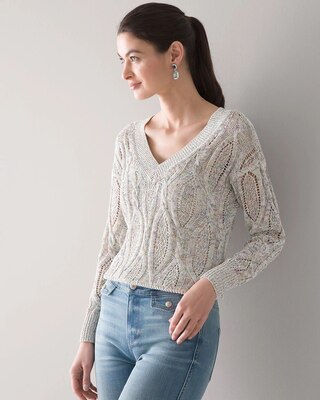 Multicolored Cable Knit Sweater
