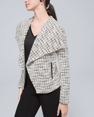 Petite Drape-Front Boucle Jacket