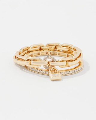 Padlock + Pavé 2-Pack Stretch Bracelets click to view larger image.