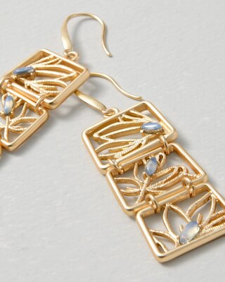 Goldtone Filigree Faux Moonstone Drop Earrings