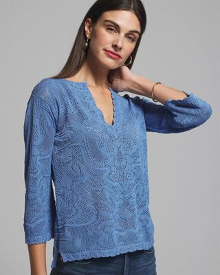 Outlet WHBM Pointelle Notch Neck Pullover