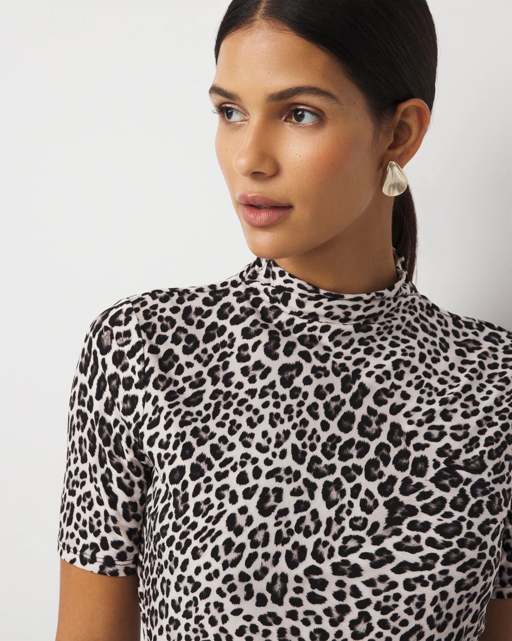 Ruched Mockneck Midi Dress click to view larger image.