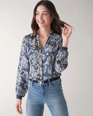 Long-Sleeve Honey Floral Blouse