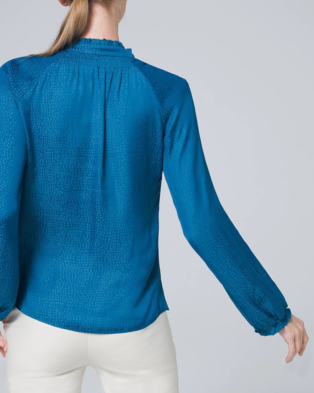 Smocked V-Neck Blouse