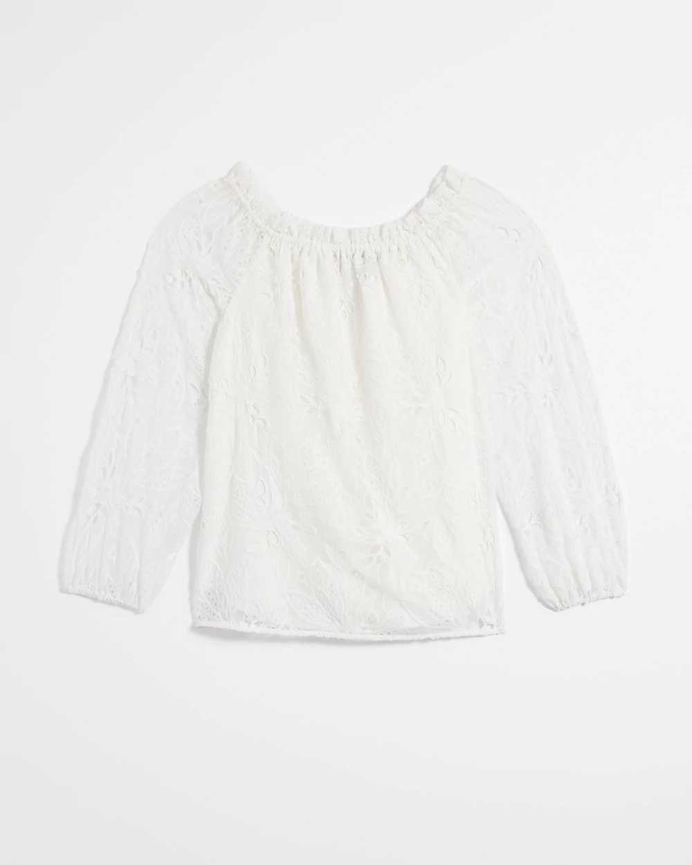 Off-the-Shoulder Eyelet Blouse click to view larger image.