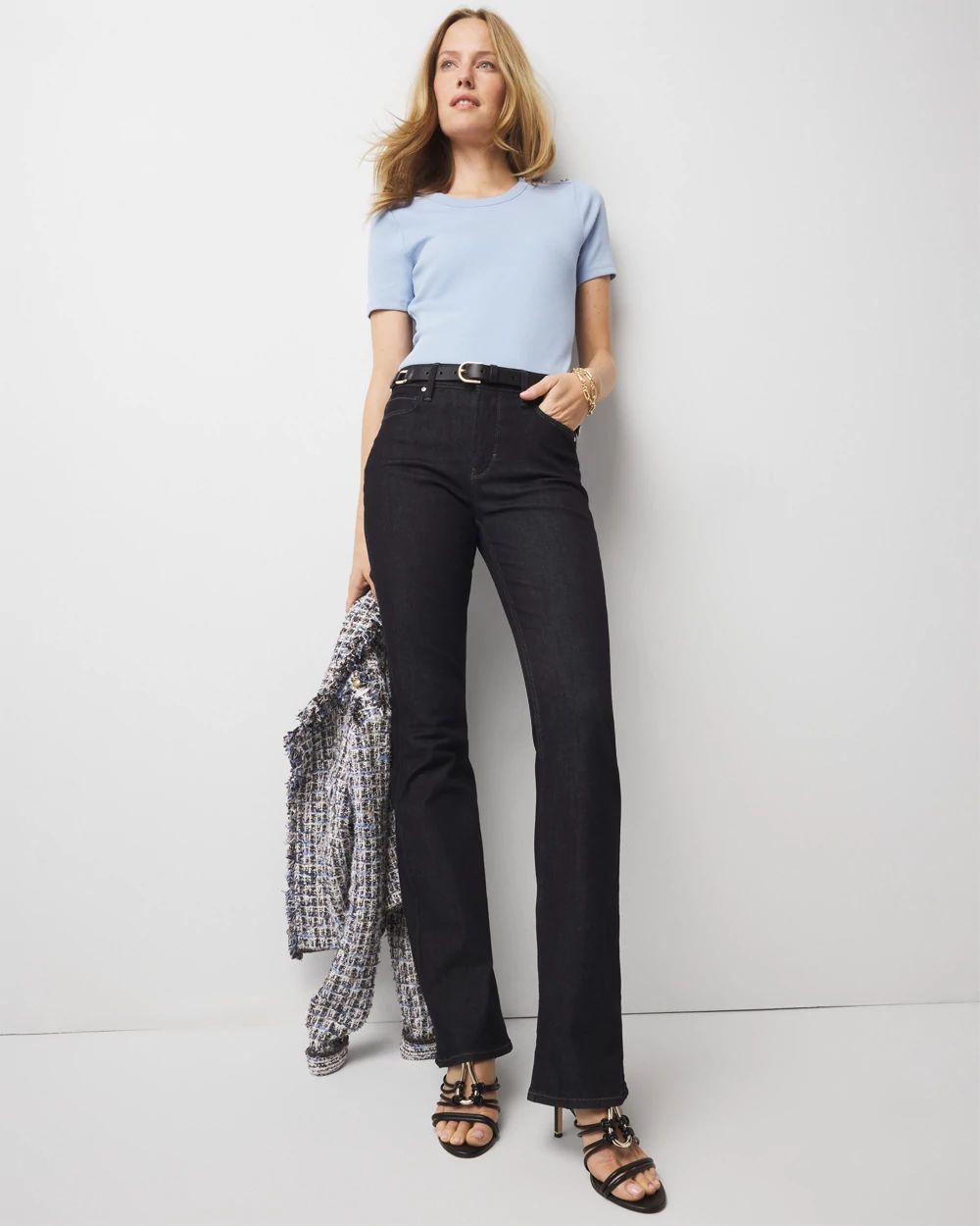WHBM® FORME Ribbed Stretch Button Shoulder Tee
