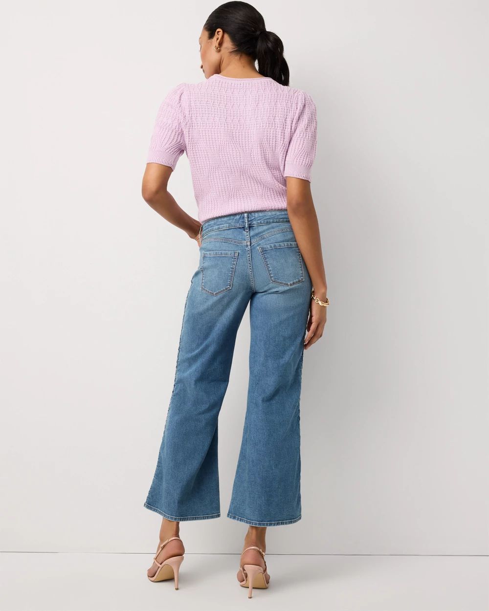 Petite Featherweight High Rise Wide Leg Cropped Jean