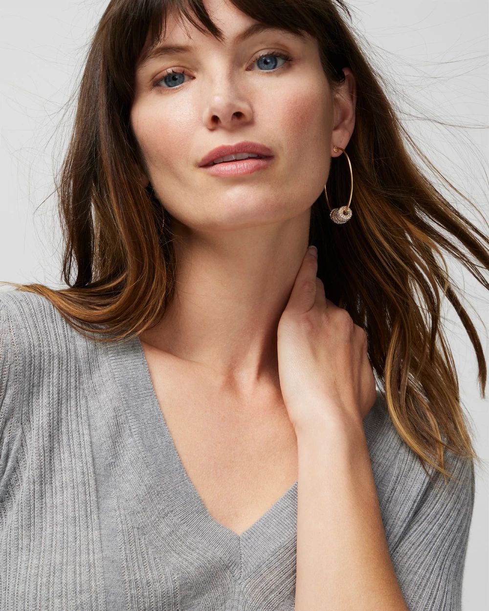 Cashmere-Blend Elbow-Sleeve Sweater