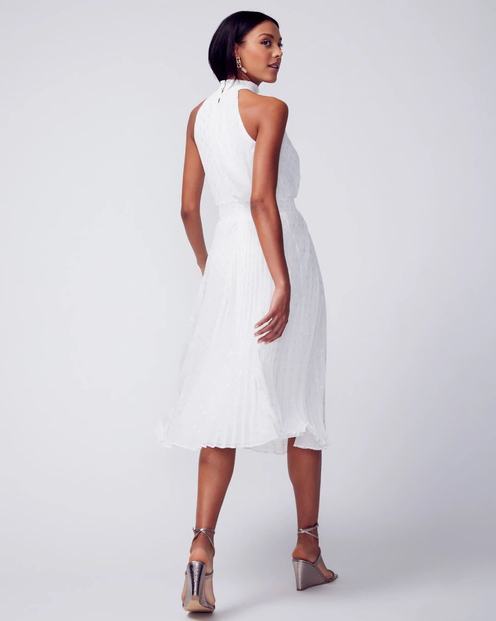 Pleated Halter Midi Dress