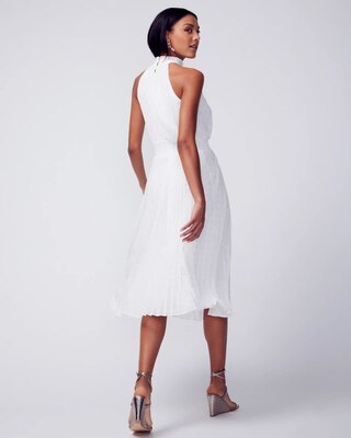Pleated Halter Midi Dress
