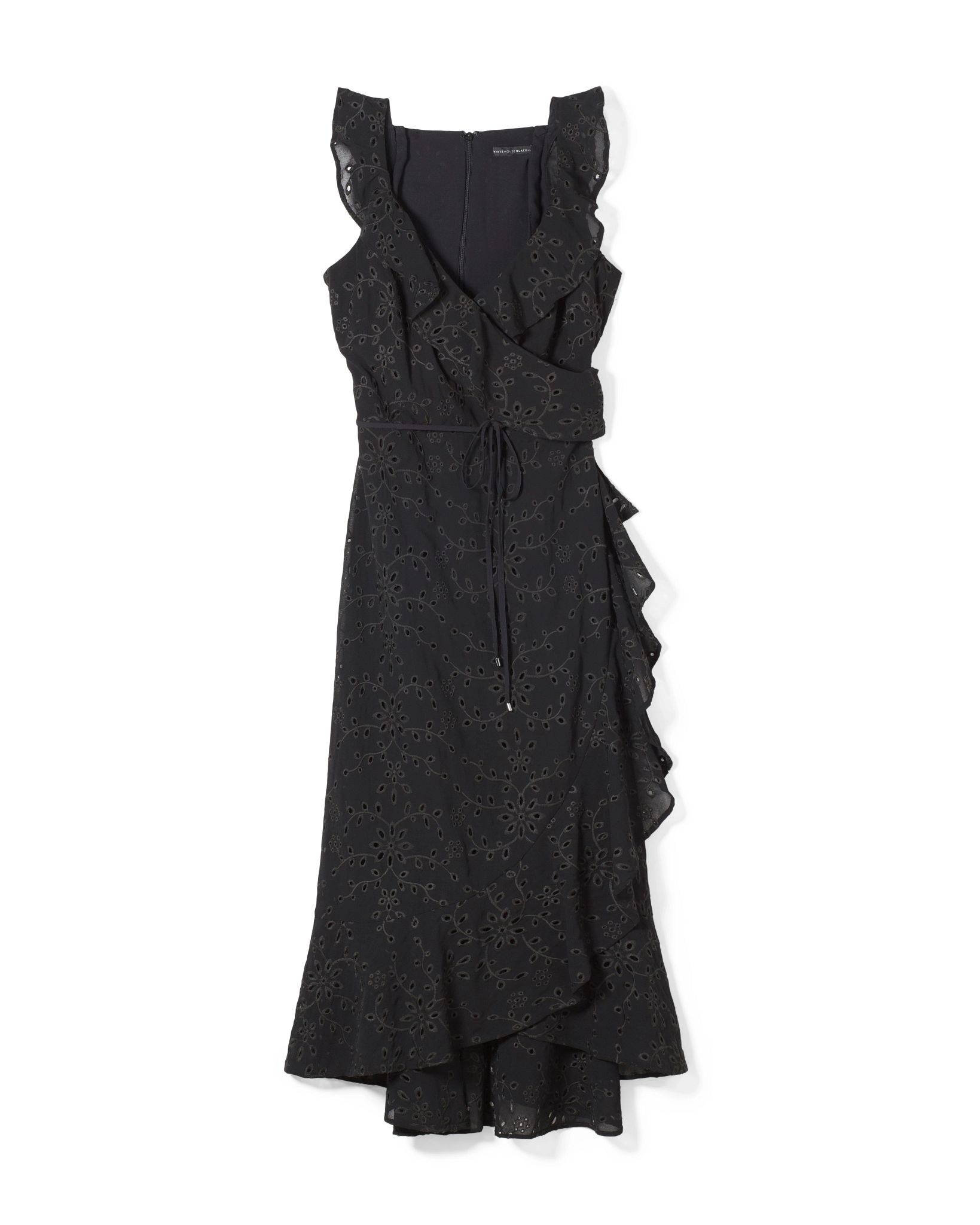 Eyelet Ruffle Wrap Dress