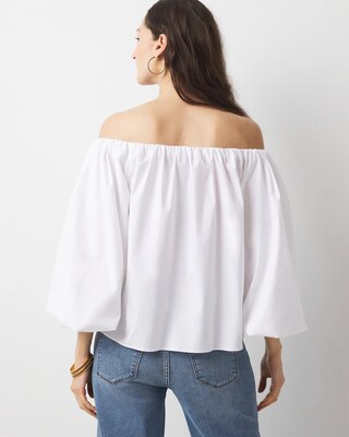 Off-the-Shoulder Drama Sleeve Blouse click to view larger image.