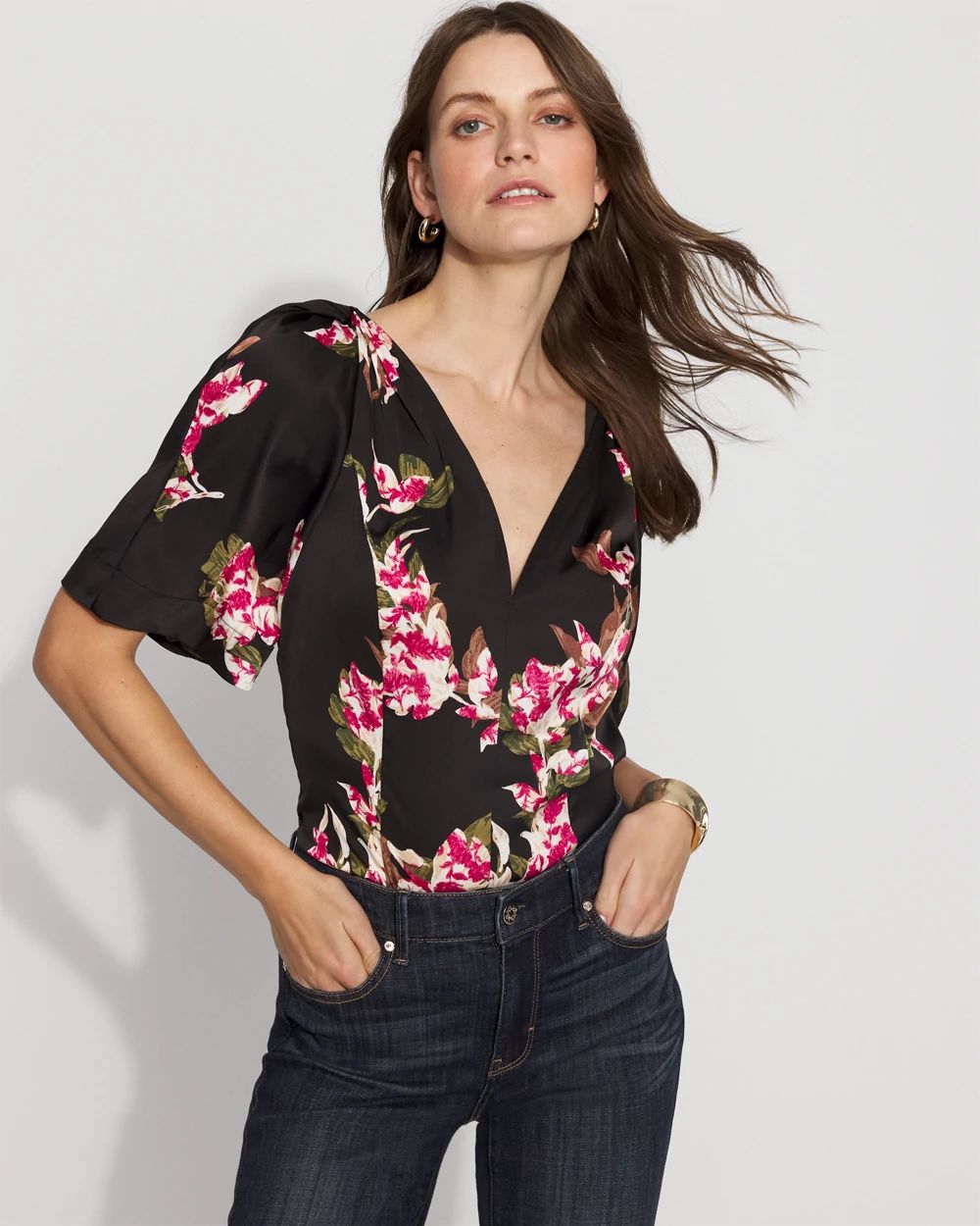 Satin Twist-Shoulder Top