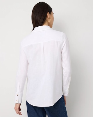 Linen-Blend Button Front Shirt click to view larger image.