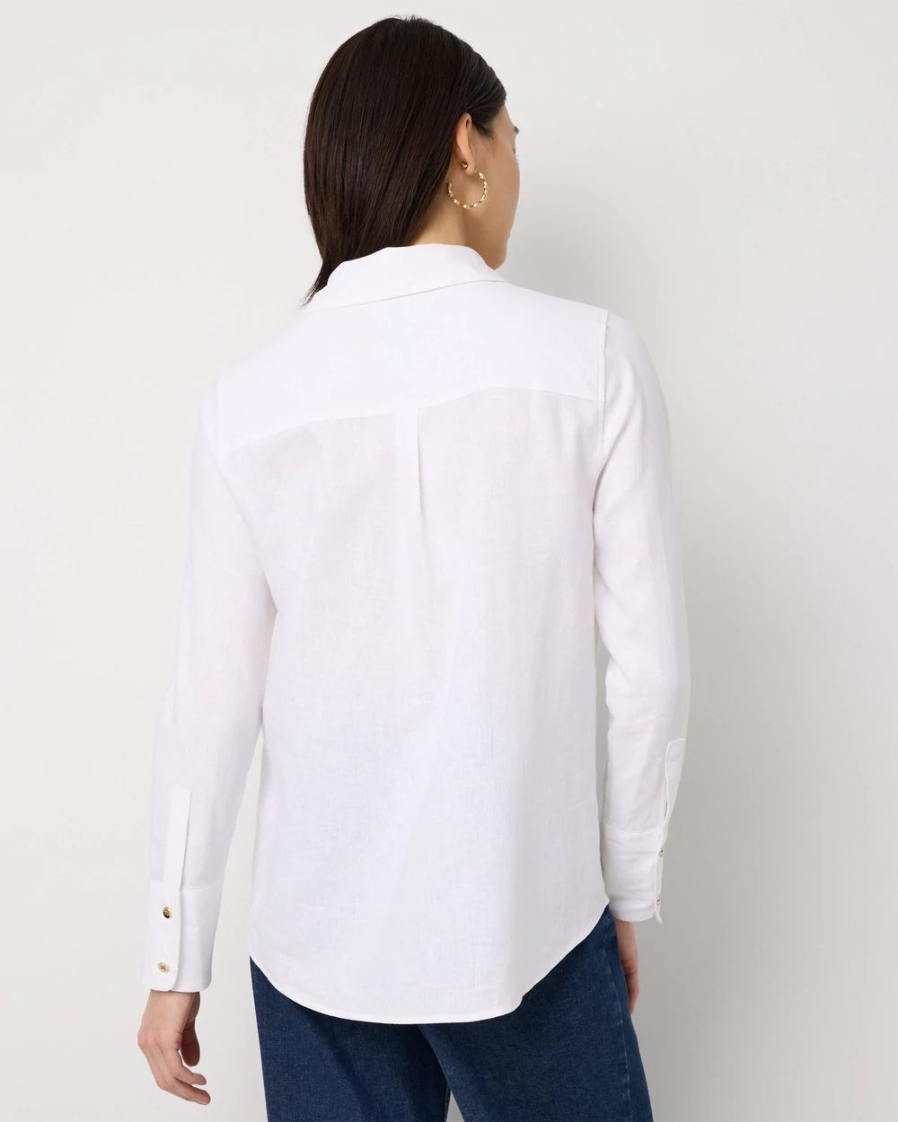 Linen-Blend Button Front Shirt