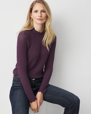 Pointelle Pullover Sweater click to view larger image.