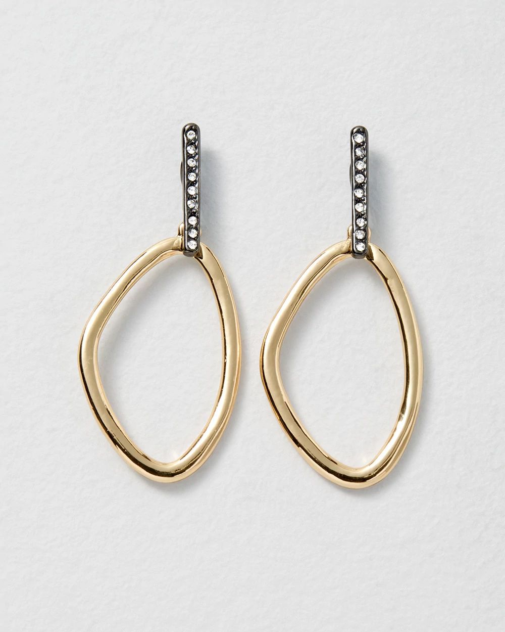 Goldtone & Hematite Abstract Hoop Earrings click to view larger image.