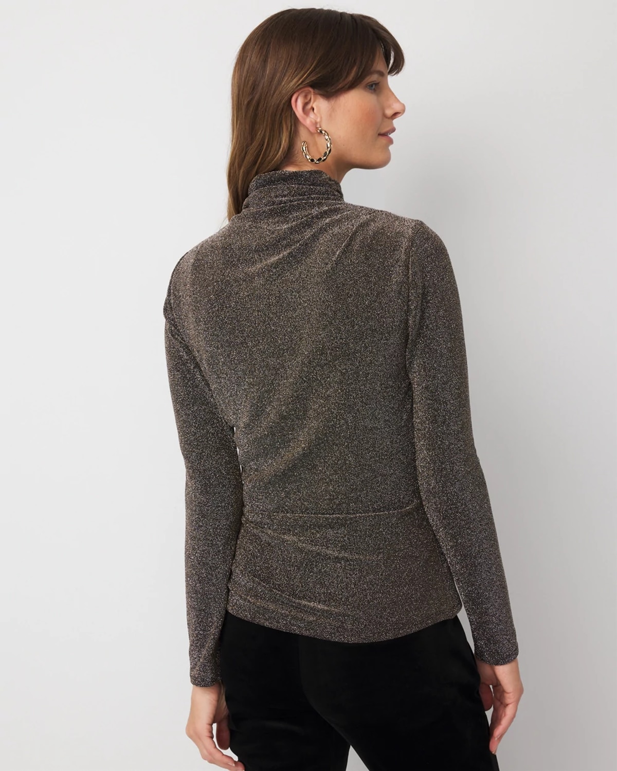 White House Black Market Long Sleeve Top Gold Turtleneck Tops In Gray