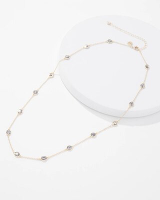 Gold + Hematite Crystal Long Necklace