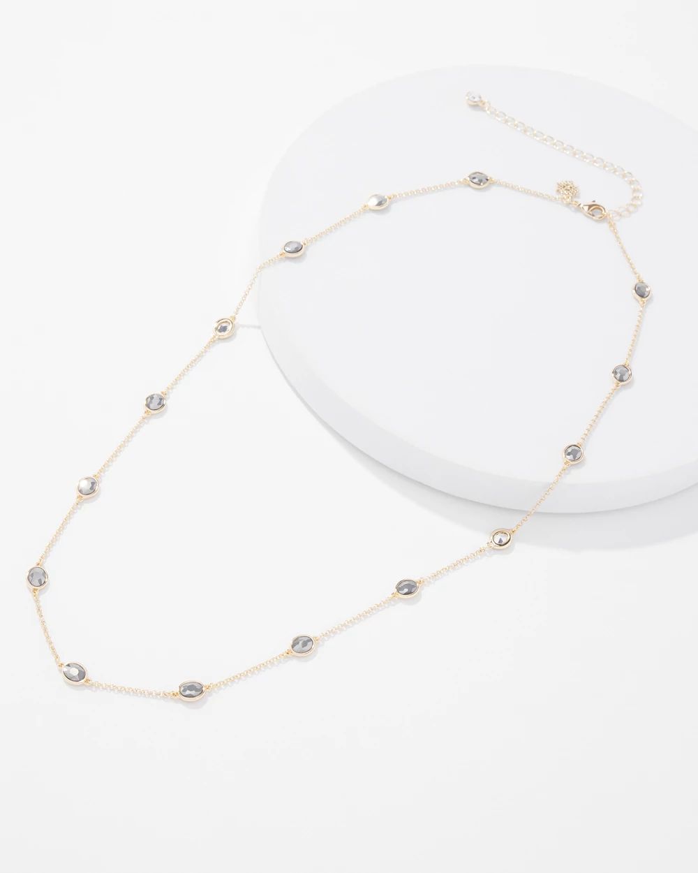 Gold + Hematite Crystal Long Necklace