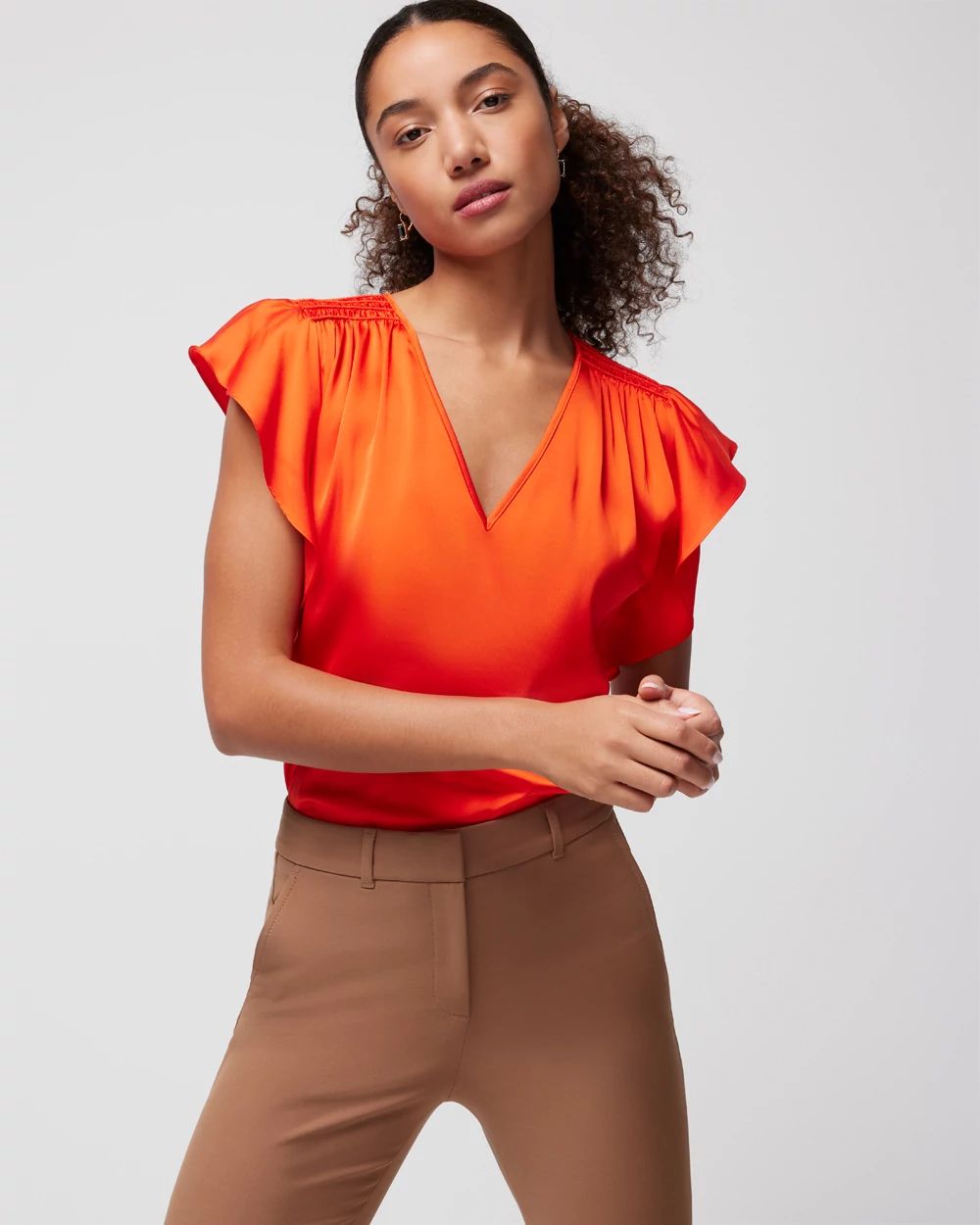 Flutter-Sleeve V-Neck Top