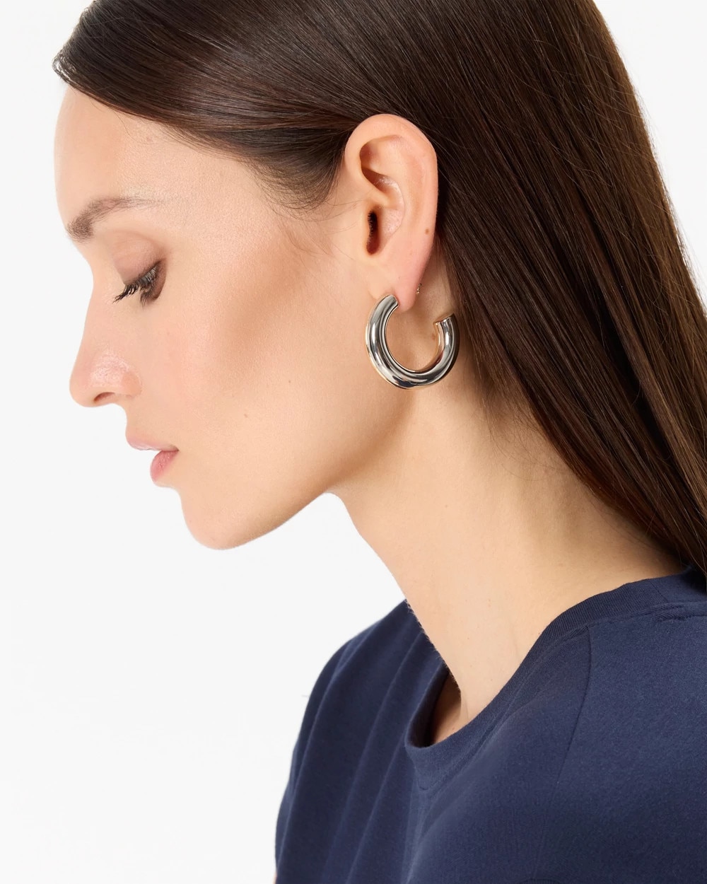 Mixed Metal Front to Back Hoop Earrings
