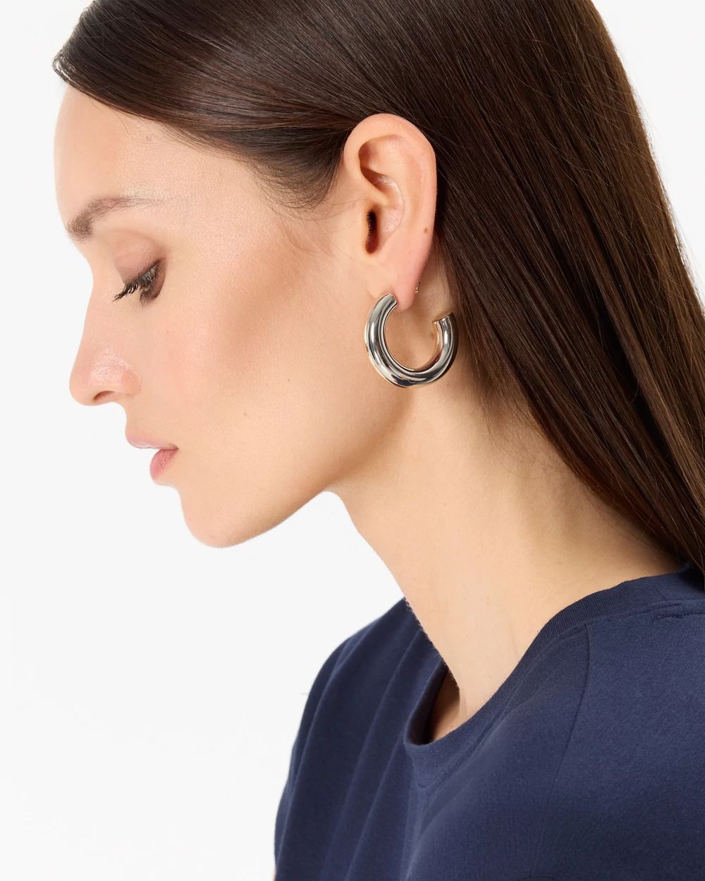 Mixed Metal Front to Back Hoop Earrings