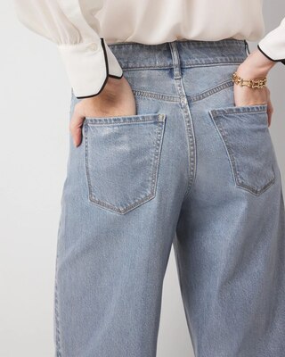 Petite Clear Coated Extra High Rise Palazzo Jeans click to view larger image.