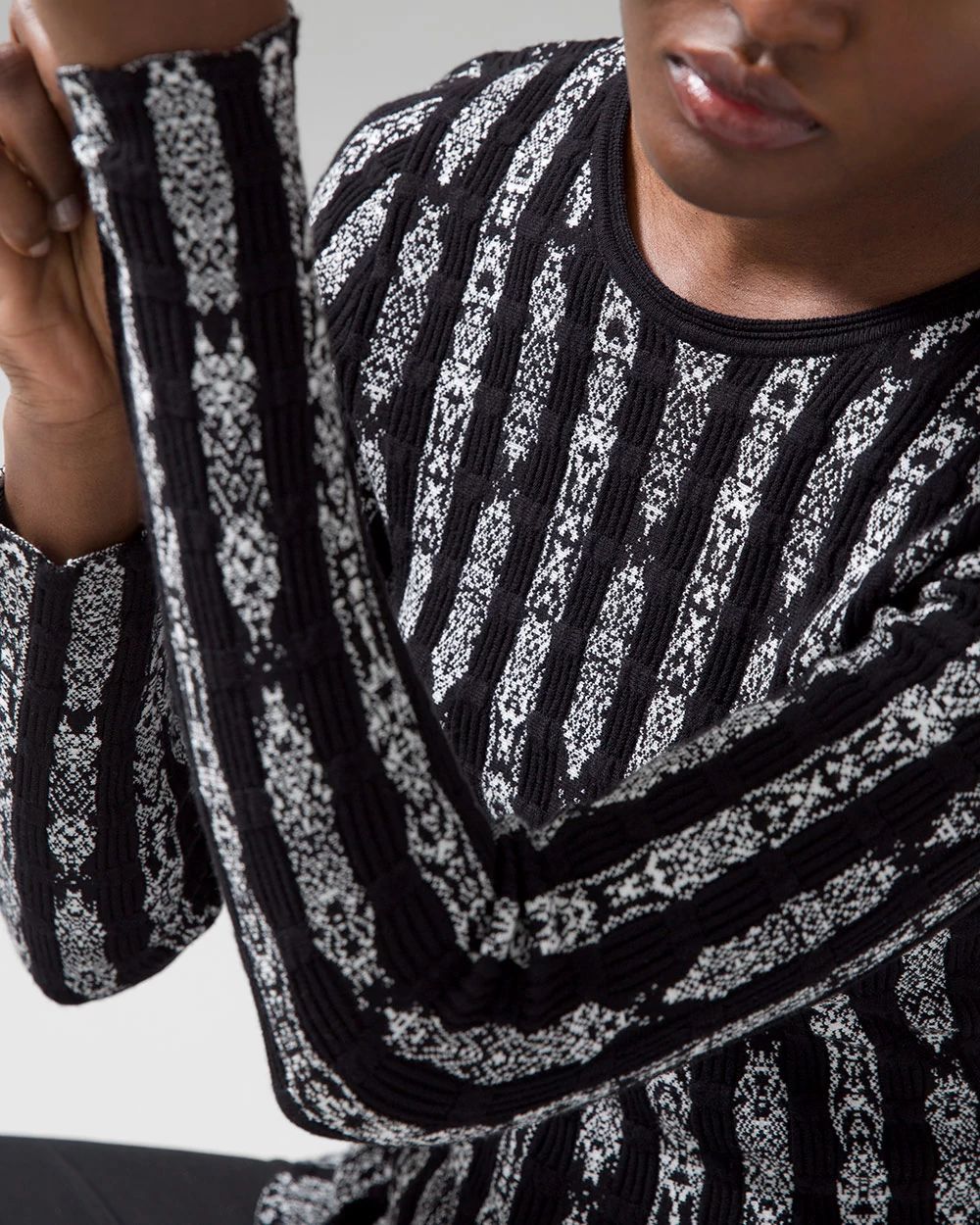 Black White Striped Peplum Sweater White House Black Market