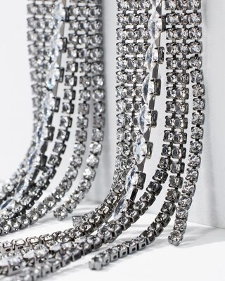 Hematite Fringe Crystal Statement Earring click to view larger image.