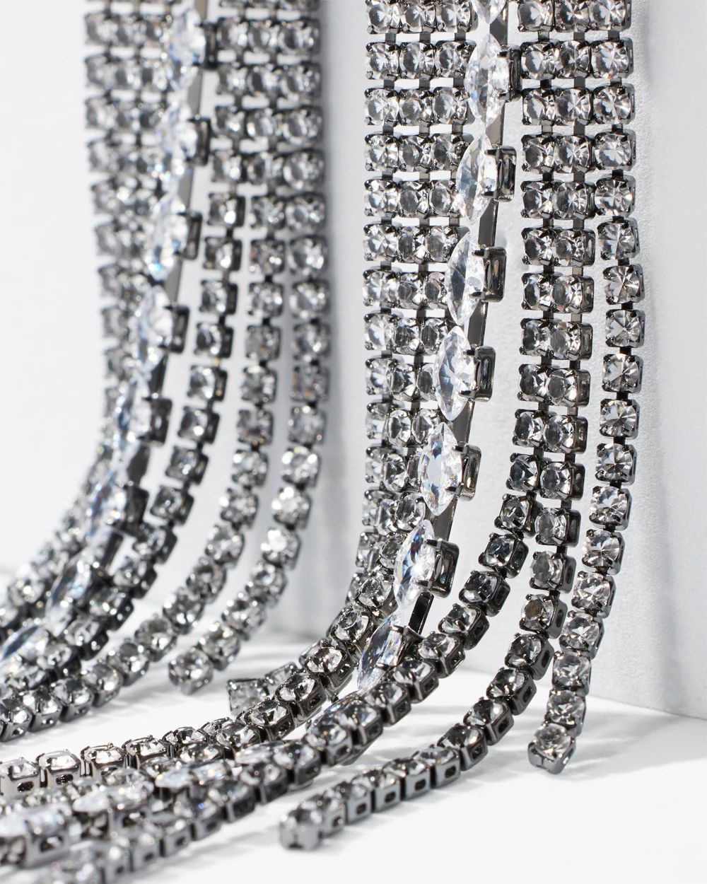 Hematite Fringe Crystal Statement Earring