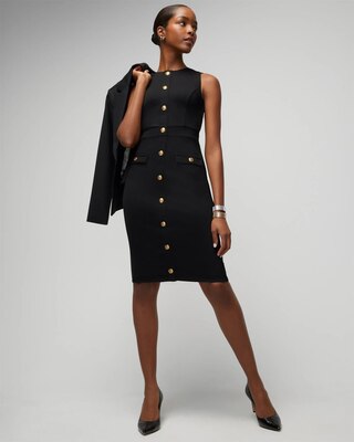 Sleeveless Crest Sheath Dress