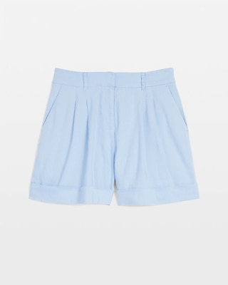 High-Rise Pleated Linen Short click to view larger image.