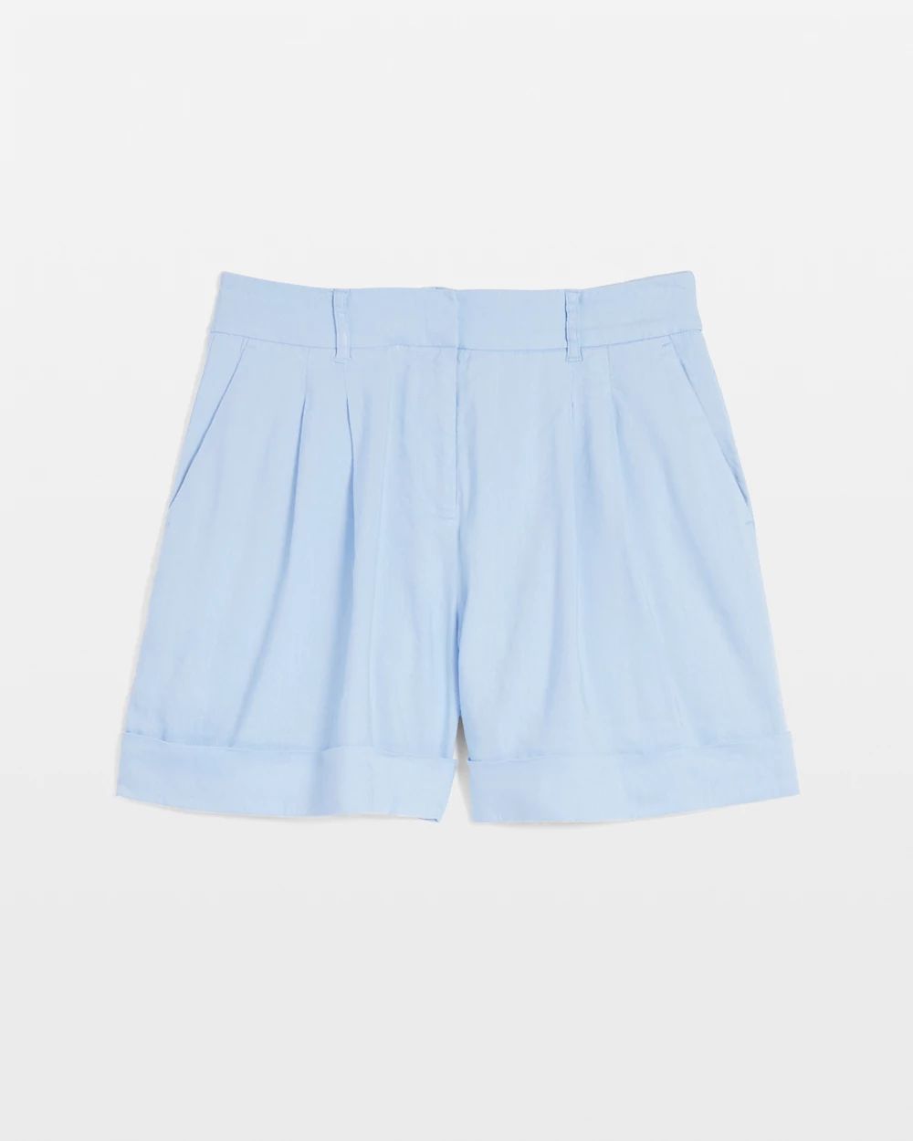 High-Rise Pleated Linen Short