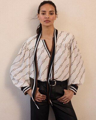 Tie Neck Crepe Blouse click to view larger image.